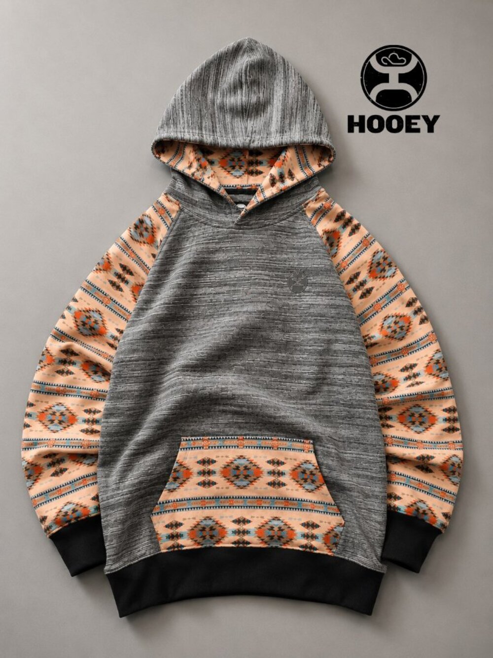 Hooey Summit Hoodie L Gray Southwestern Aztec Pullover EUC